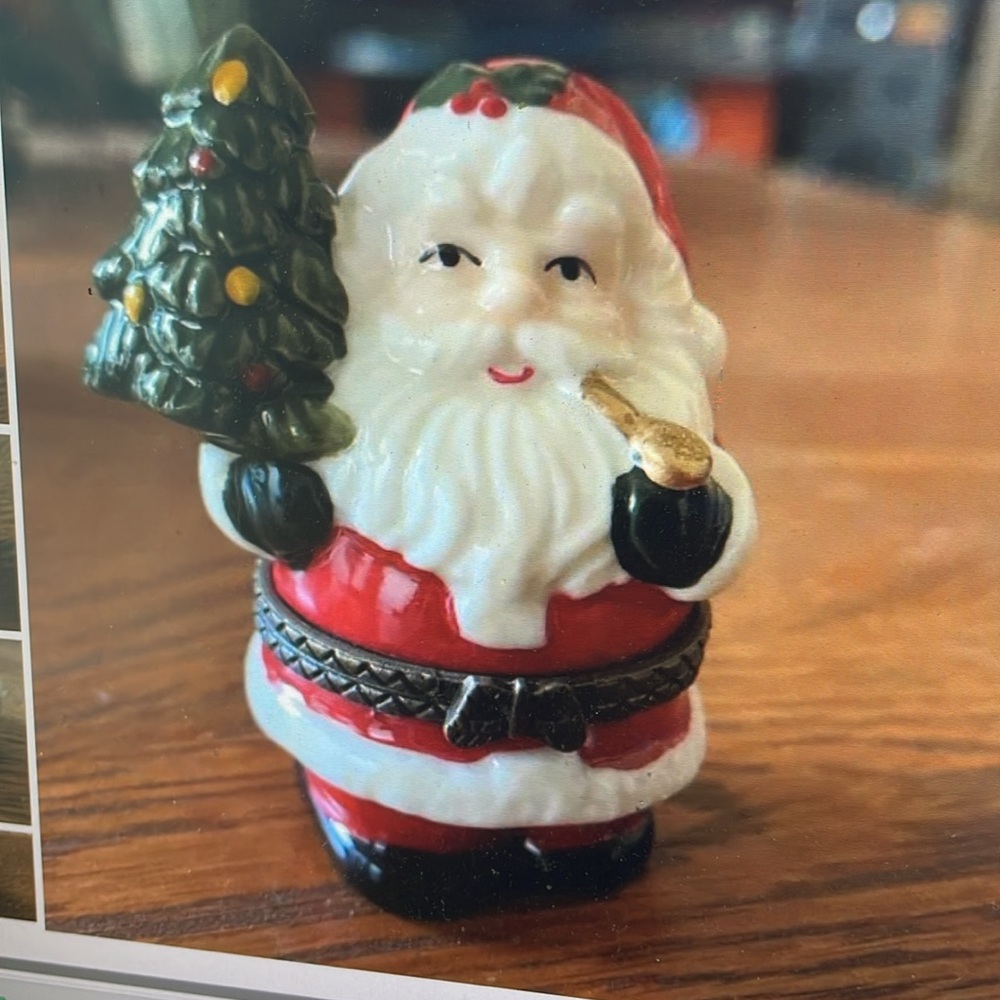 Small hinged ceramic Santa